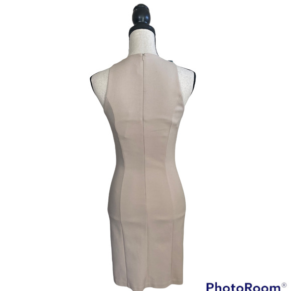 AMEN Beige and Black Embellished Fitted Dress - Picture 10 of 15